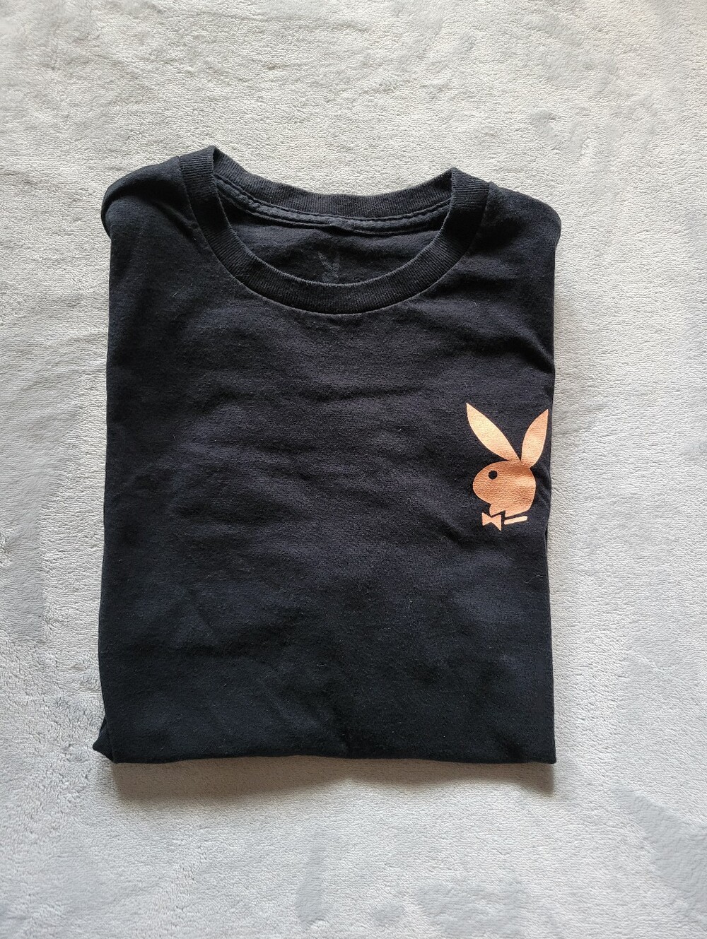 PLAYBOY | Black Tee with Pink Bunny Logo